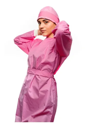 Bata Quir rgica Reutilizable L nea Impermeable Color Rosa