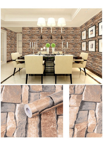 Papel Adesivo De Parede Lavável Tijolo Arabesco 10m X 45cm