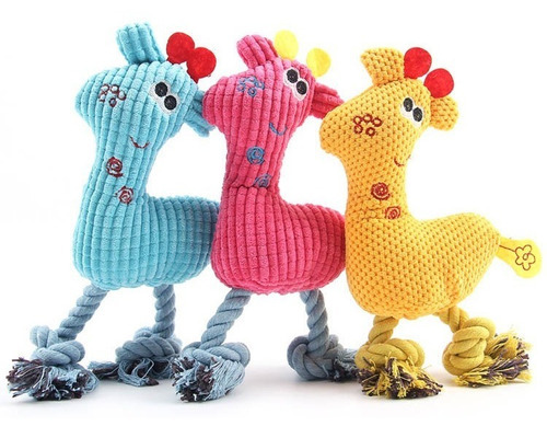 Pelúcia Pet Com Corda Com Nó Brinquedos Interativos Cães Top Desenho Girafa Amarelo