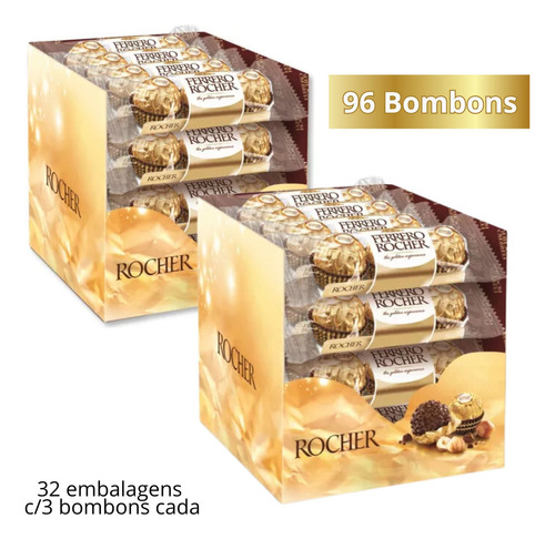Ferrero Rocher 2cx com 48 bombons cada total 96 unidades