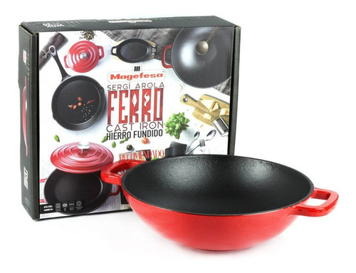 Imagen 4 de 4 de Magefesa Wok Hierro Fundido 30 Cm Ferro