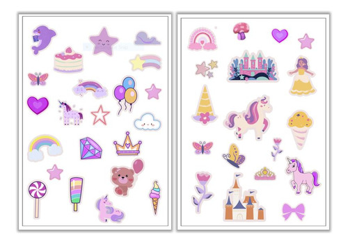 Stickers Imprimibles - Princesas, Hadas, Coronas, Castillos