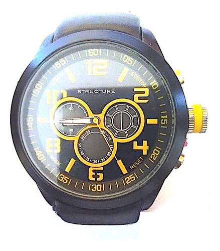 Reloj Pulsera Structure 32934 Yellow Dial Black Leather 