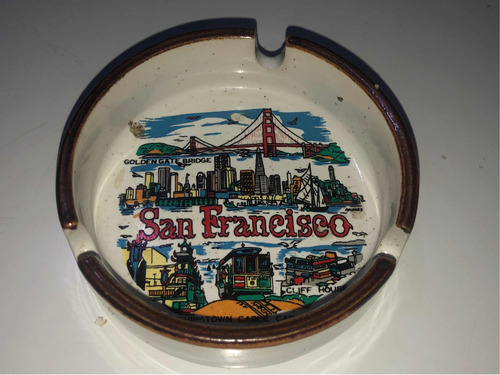 Cenicero Antiguo De San Francisco Realizado En Porcelana En