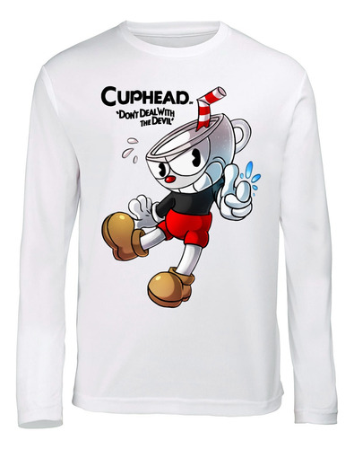 Remera Adulto Cuphead Sublimada Mangas Largas