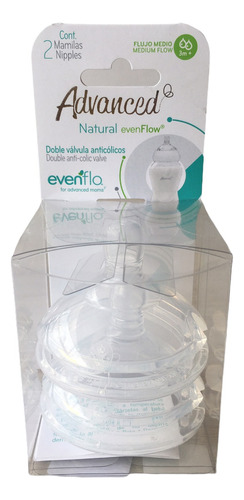 Mamilas Evenflo Cuello Ancho Flujo Med.x2pk