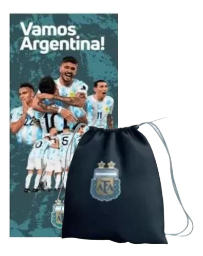 Toallón+mochila Selección Argentina Messi Mundial Afa 70x150