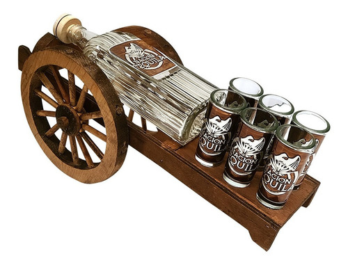 Imagen 2 de 3 de Cañon De Madera Con Botella Artesanal Y Shots