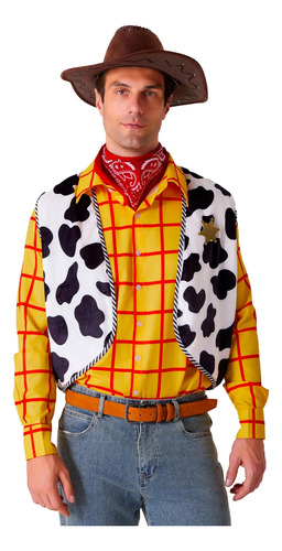 Disfraz De Vaquero Para Hombre Con Camisa A Cuadros, Chaleco