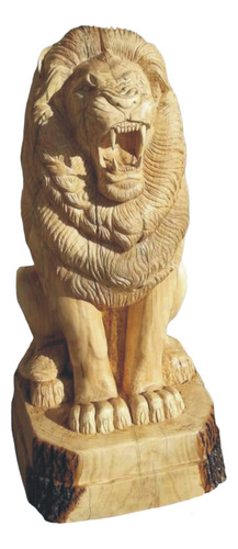 Escultura De León En Madera 