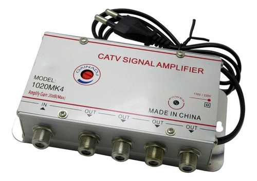 Amplificador Sinal 1x4 Saidas 20db Regulagem Tv Cabo Digital