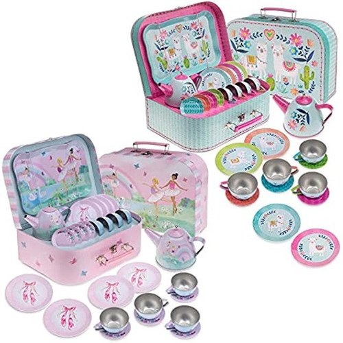 Jewelkeeper Juego De Té De Lata De 15 Piezas Para Niñas Y E