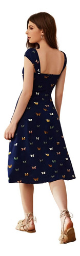 Vestido Lencero Sin Espalda Con Estampado De Mariposas