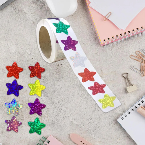Mt 500 Pegatinas Con Forma De Estrella Colorida En Rollo Y