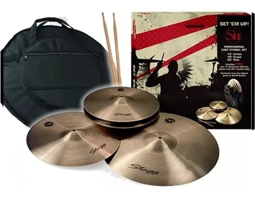 Set De Platillos Stagg Sh B20 Hi Hat + Crash + Ride + Funda