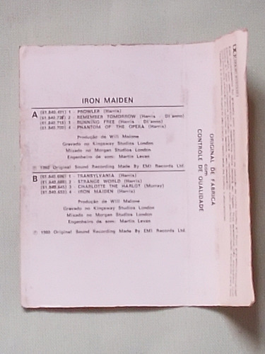 Fita K7 Iron Maiden - Iron Maiden 1980 (Usado)