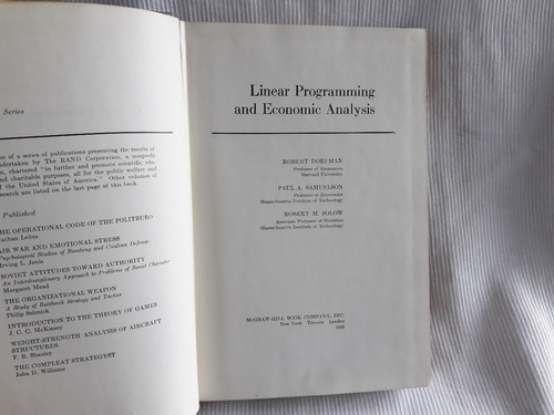 Imagen 3 de 6 de Linear Programming And Economic Analysis : Dorfman, S