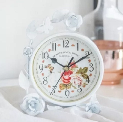 Reloj D Apoyo Mesa Shabby Floreado Vintage Decorativo Diseño