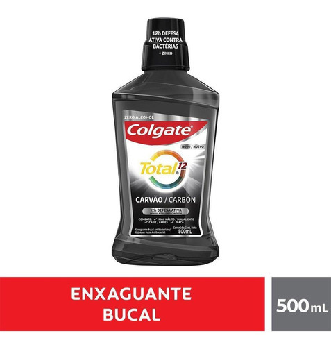 Enxaguante Bucal Colgate Total 12 Carvão Zero Ácool 500ml