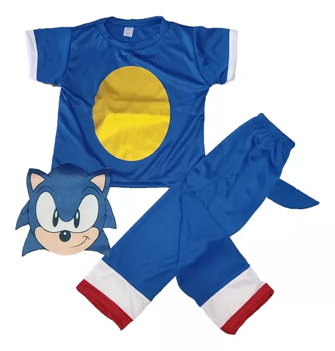 Disfraz Sonic Manga Larga Dos Piezas Con Careta