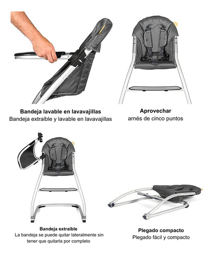 Silla De Alimentación Con Bandeja Babyhome - Modelo Graphite