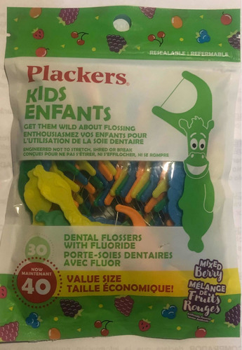 Plackers Dentales Para Niños 40 Unidades