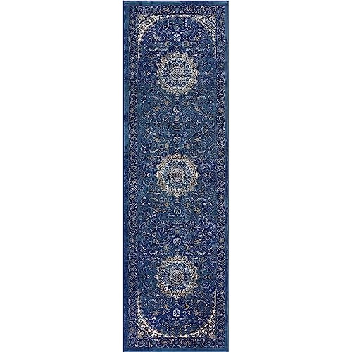 Alfombra Oriental Persa Djemila Medallion Azul Vintage,...