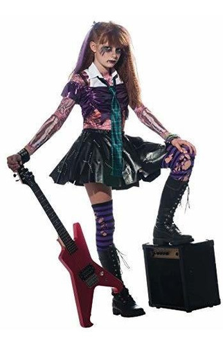 Disfraces -  Girl Zombie Punk Rocker #2 Costume, Small
