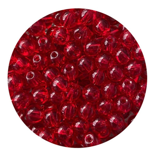 Piedra Bola 6mm Rojo Transparente , 250grs , 800 Pzas