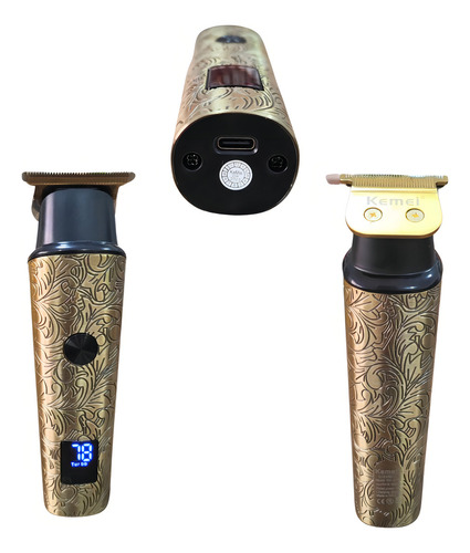 Maquina De Cortar Cabelo Profissional Elétrico Recarregavel Cor Dourado 110v/220v