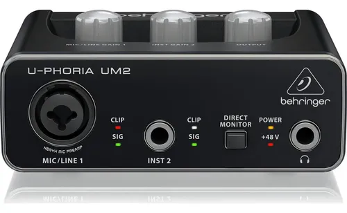Interface De Áudio Behringer U-phoria Um2 Preta Preto