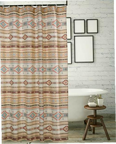 Barefoot Bungalow Phoenix Shower Curtain, 72x72-inch, Tan Color Multicolor Rayado