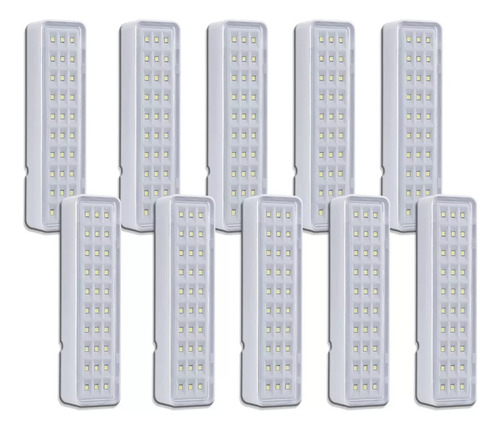 Kit Com 10 Luminária De Emergência 30 Leds Segurimax Bivolt