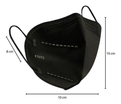 Imagen 4 de 6 de Cubrebocas Kn95 Tapabocas Mascarilla Negro 10 Piezas