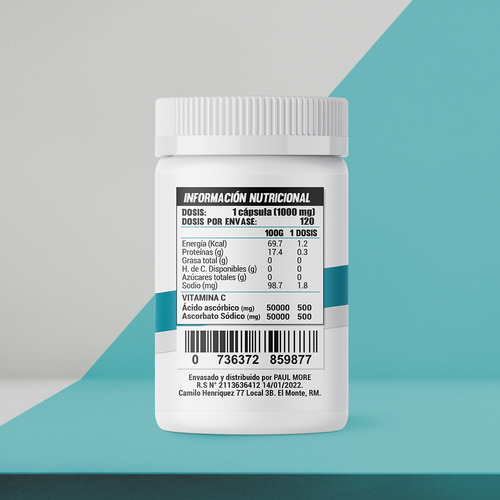 Imagen 5 de 6 de Vitamina C 120 Cápsulas 1000 Mg Capsulas