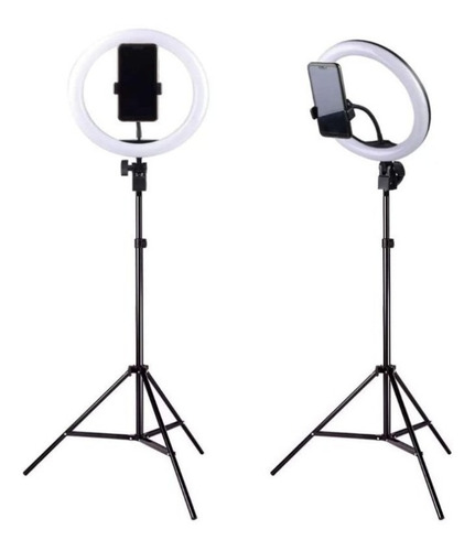 Iluminador Ring Ligth Anel Luz 26cm Make Fotos Com Tripé 1.60 Kit Completo Dimmer Selfie Youtuber Blogueiro Maquiagem