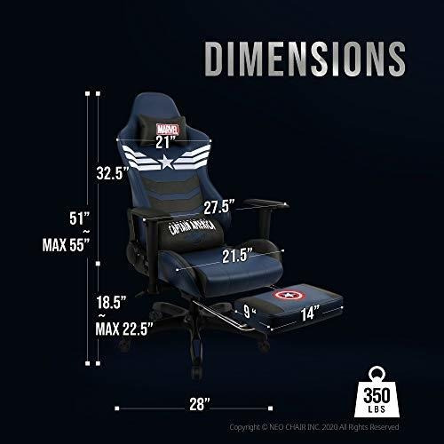 Imagen 7 de 7 de Silla Gamer Capitan America C/apoya Pies Y Masajeador Usb