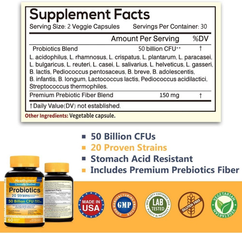 Probioticos Premium 50 Billones 60 Caps Digestion Eg P1