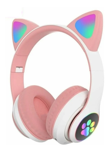 Audífonos gamer inalámbricos CAT STN-28 rosa con luz LED