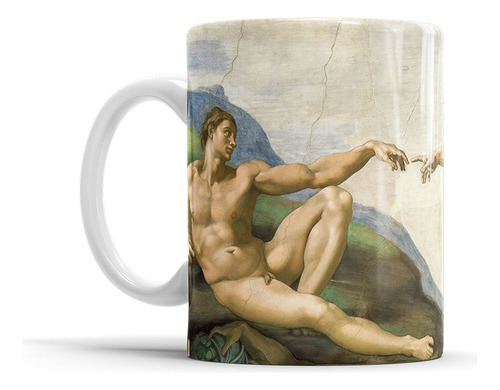 Taza Cerámica Arte Miguel Angel Creación De Adán