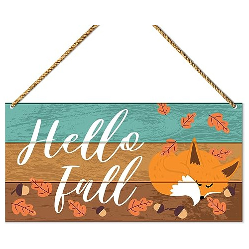 Señal De Madera De  Hello Fall , Decoración De Otoño...