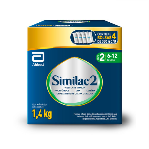 Leche de fórmula en polvo Abbott Similac 2 sabor neutro en caja de 1 de 1.4kg - 6  a 12 meses