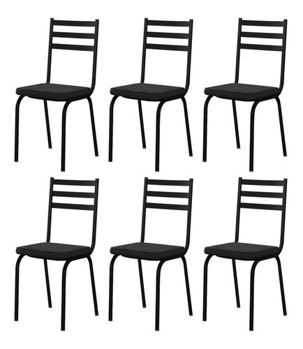 Kit 6 Cadeiras 118 Europa Preto - Artefamol Desenho do tecido Liso