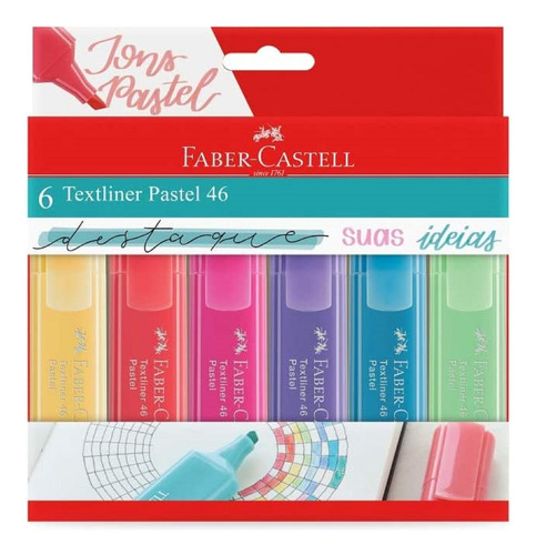 Marca Texto 6 Cores Pastel 46 Faber-castell