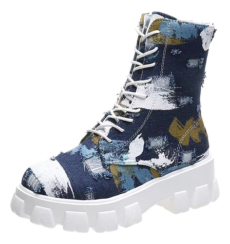 Botas Vaqueras Retro Con Cordones A La Moda M Para Mujer, Ca