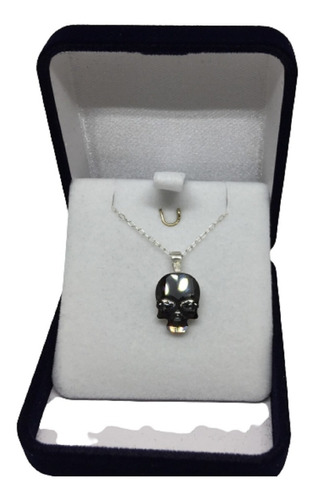 Collar Skull, Silver Night, Made With Swarovski, Base Plata.