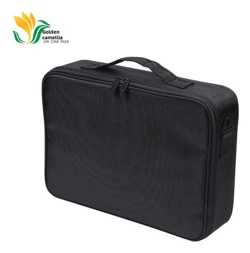 Bolsa De Cosméticos Golden Camellia Cube Negra Pequeña Doble