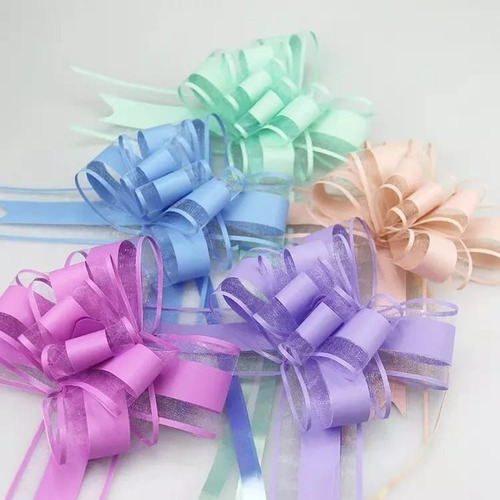 Set 50 Cintas Mágicas Dregalo Tipo Organza 5cm- Color Pastel