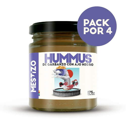 Hummus De Garbanzo Con Ajo Negro Mestizo Pack X4 Unidades