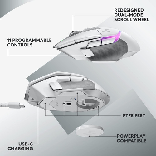 Mouse Inalámbrico Recargable Logitech G G502 X Plus Blanco